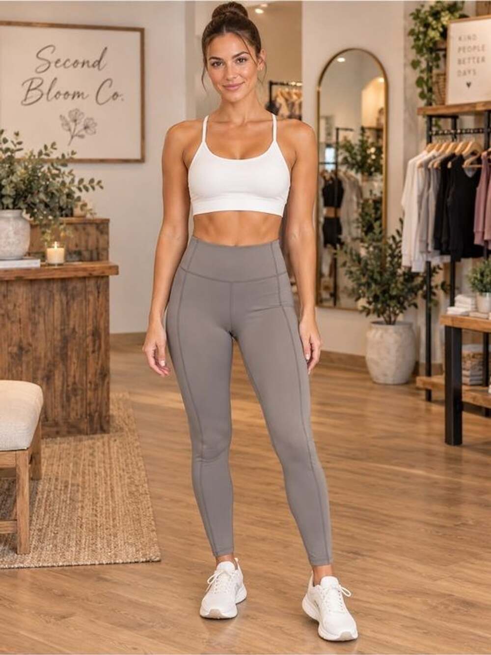 Hype High Rise Leggings Size S Taupe Gray 💛